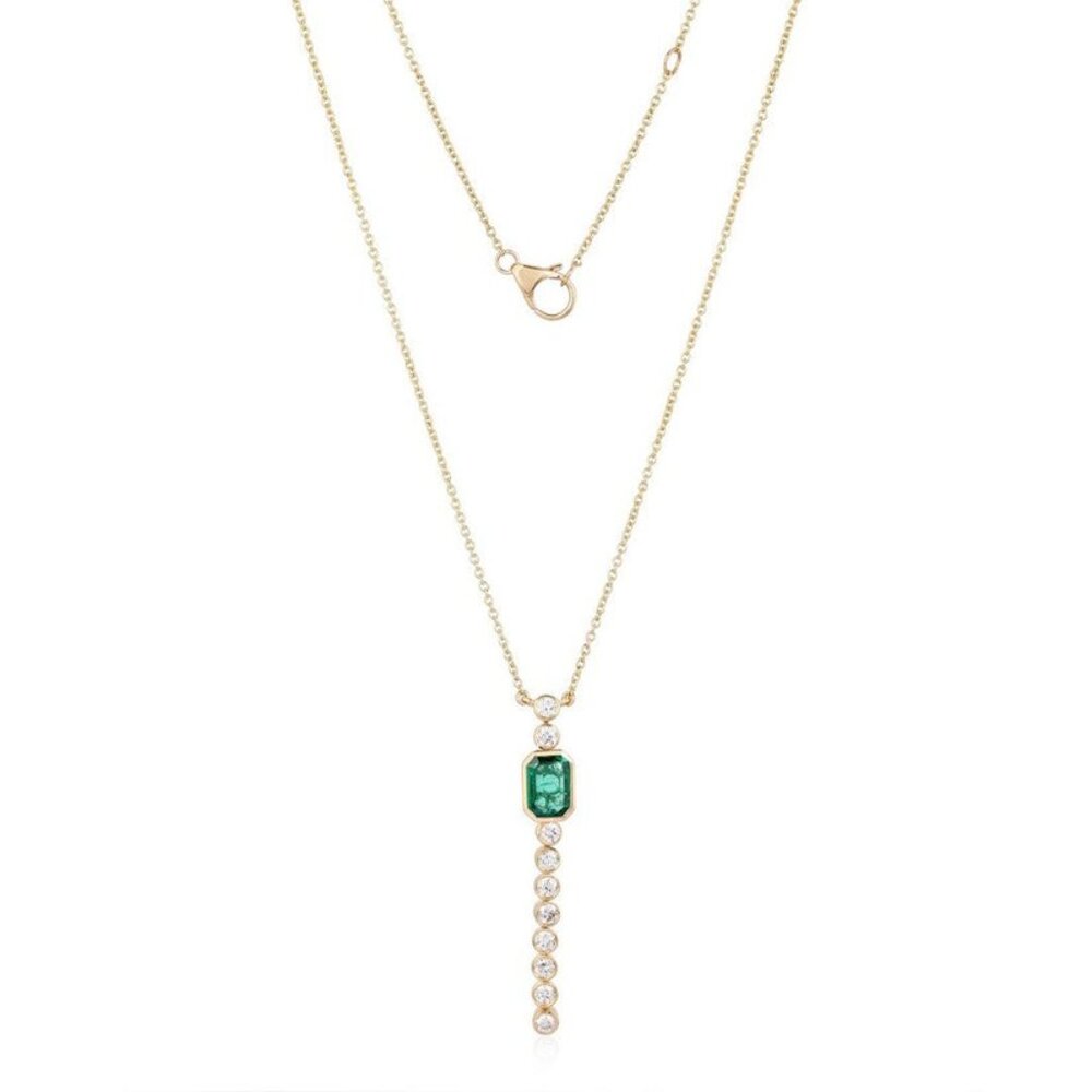 Symphony Diamond 14K (or 18k upon request) Yellow Gold Gemstone Necklace